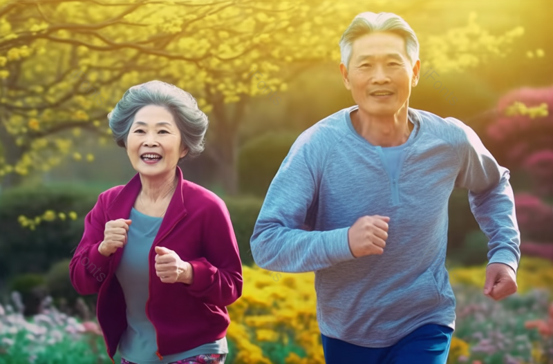 退休的老年夫妇在户外慢跑照片,高清,摄影图,摄影图片,图片大全,摄影图免费下载